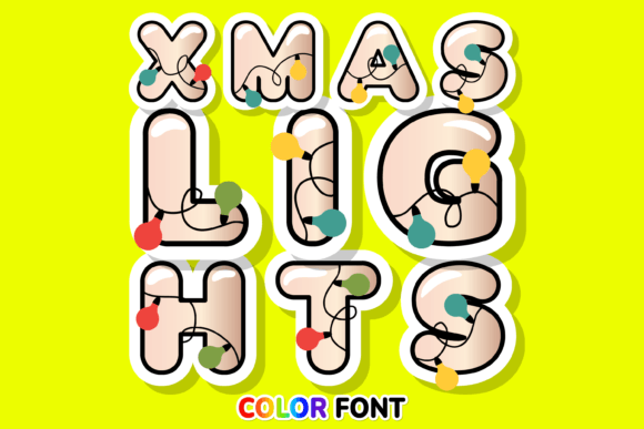 Xmas Lights: A Festive Color Font for Holiday Designs
